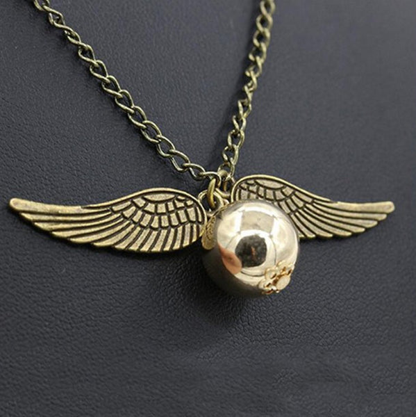 Angel Wing Charm Snitch Pendant Necklace
