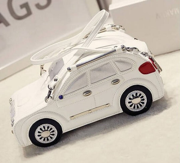 Leather Beetle Car Shape Handbag