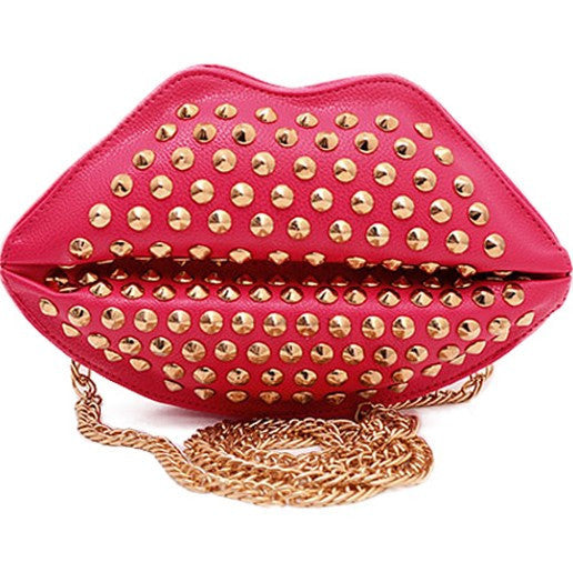 Girl Lips Rivet Studded Handbag